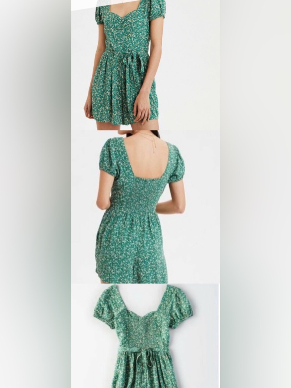American Eagle Green Floral Spring Romper